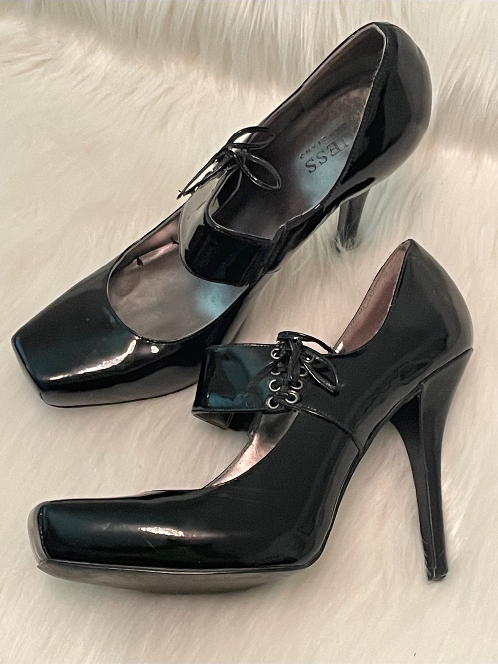 Guess by Marciano - Black Patent Lace-Up Mary Jane Stilettos - 7